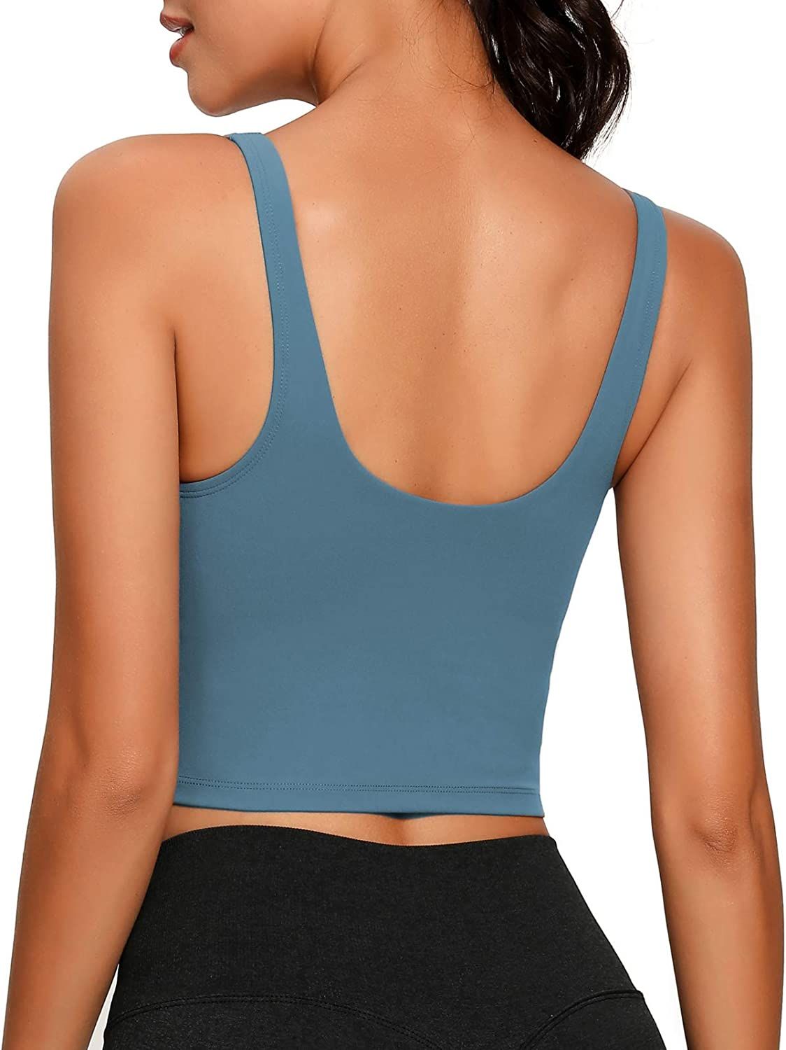 Lemedy Women Sports Bra Longline Crop Tank Top Padded Workout Running Yoga (M, Blue) at Amazon Wo... | Amazon (US)