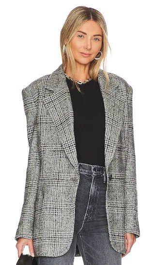 Oversized Notched Lapel Blazer in Charcoal Glen Check | Revolve Clothing (Global)