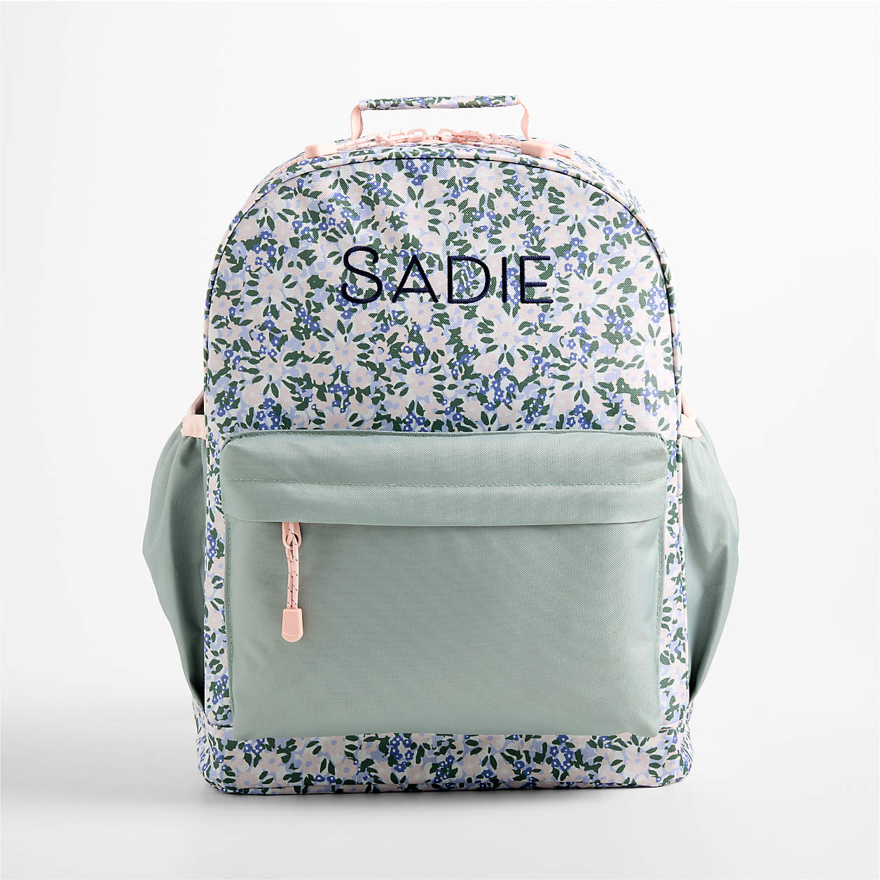 Quilted Pink Flower Medium Kids Backpack with Side Pockets + Reviews | Crate & Kids | Crate & Barrel