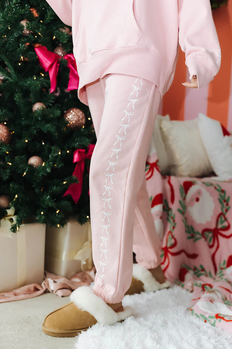 Merry Pink Bow Sweatpants | Staykation