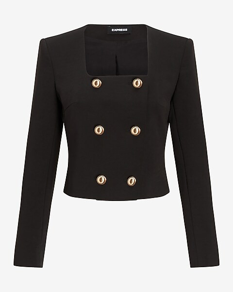 Square Neck Button Up Blazer | Express