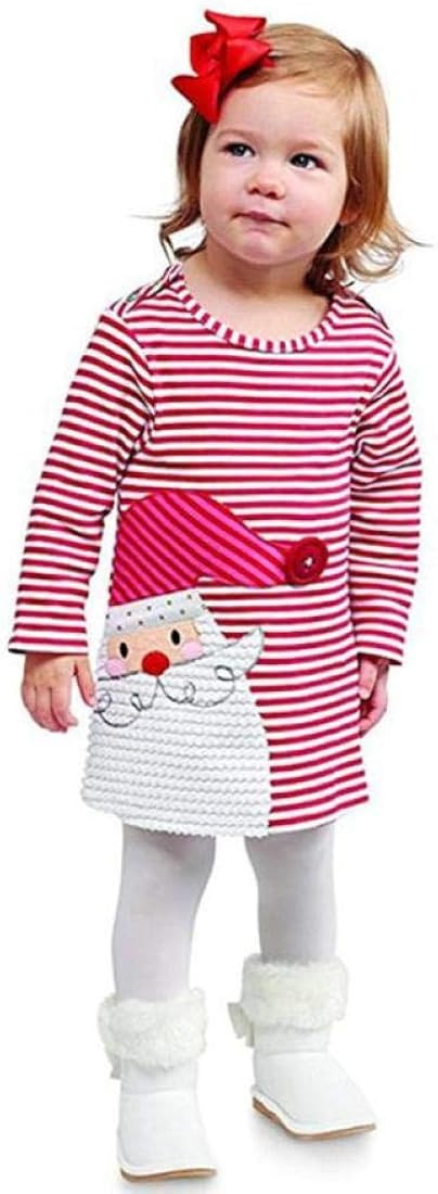 Girls Dress,Deloito Newborn Infant Toddler Kids Baby Girls Santa Claus Deer Striped Princess Dres... | Amazon (UK)