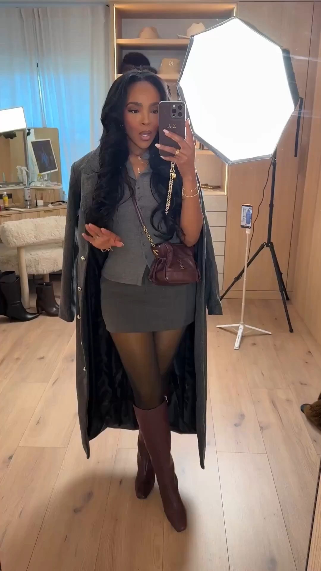 ✨ Polished Neutrals, Layered to Perfection

This look is all about soft structure and elevated neutrals. A fitted knit top paired with a sleek mini skirt creates a clean, flattering base, while the long tailored coat adds instant polish. Finished with knee-high boots and a rich burgundy bag, it feels intentional without trying too hard — the kind of outfit you’ll rewear often, making the cost per wear a win.

Perfect for:
• Workdays
• Dinner plans
• Coffee meetings
• City errands

📏 Sizing:
Top: Small
Skirt: Small
Coat: Small
Boots: True to size
Bag: One size

Measurements:
5’4” · 138 lbs · 34D · 27” waist · 40” hips

Save this post for later.

Neutral layered outfit inspiration, polished everyday style, chic coat outfits, elevated mini skirt looks, timeless neutral wardrobe staples.

Follow me on Instagram and YouTube @kirasfashionfinds

#LTKWorkwear #LTKPetite #LTKootd