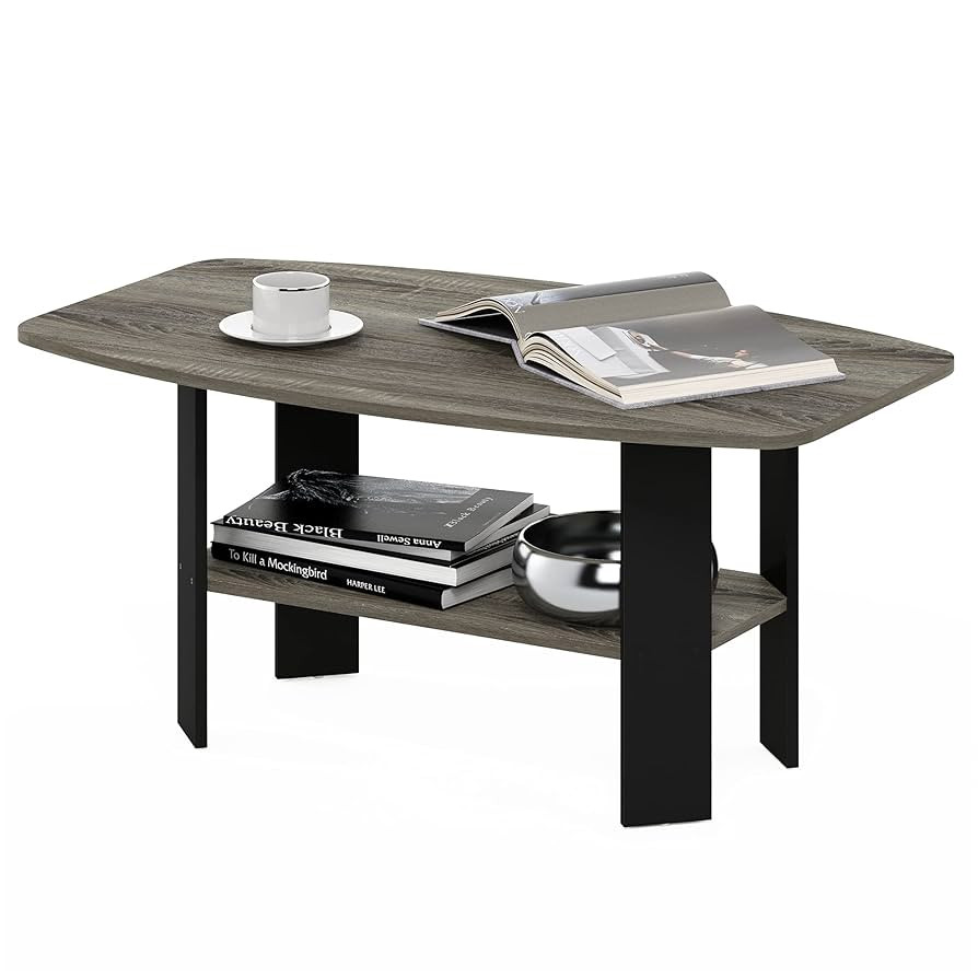 Furinno Simple Design Coffee Table, French Oak Grey/Black | Amazon (US)