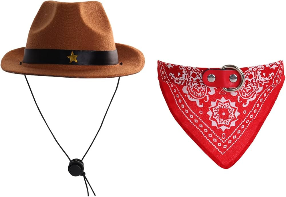 Fumwase Small Dog Cowboy Hat Pet Cowboy Costume Halloween Costumes for Dogs Cat Puppy Hats Dog Co... | Amazon (US)