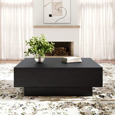 Cristyle Wood Coffee Table Square Coffee Table Modern Coffee Table With 2 Storage Drawers | Wayfair North America