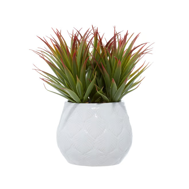9"  Striped Stemmed Aloe Artificial Plant with White Ceramic Pot, by DecMode - Walmart.com | Walmart (US)