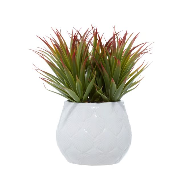 9"  Striped Stemmed Aloe Artificial Plant with White Ceramic Pot, by DecMode - Walmart.com | Walmart (US)