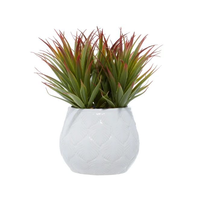 9"  Striped Stemmed Aloe Artificial Plant with White Ceramic Pot, by DecMode - Walmart.com | Walmart (US)