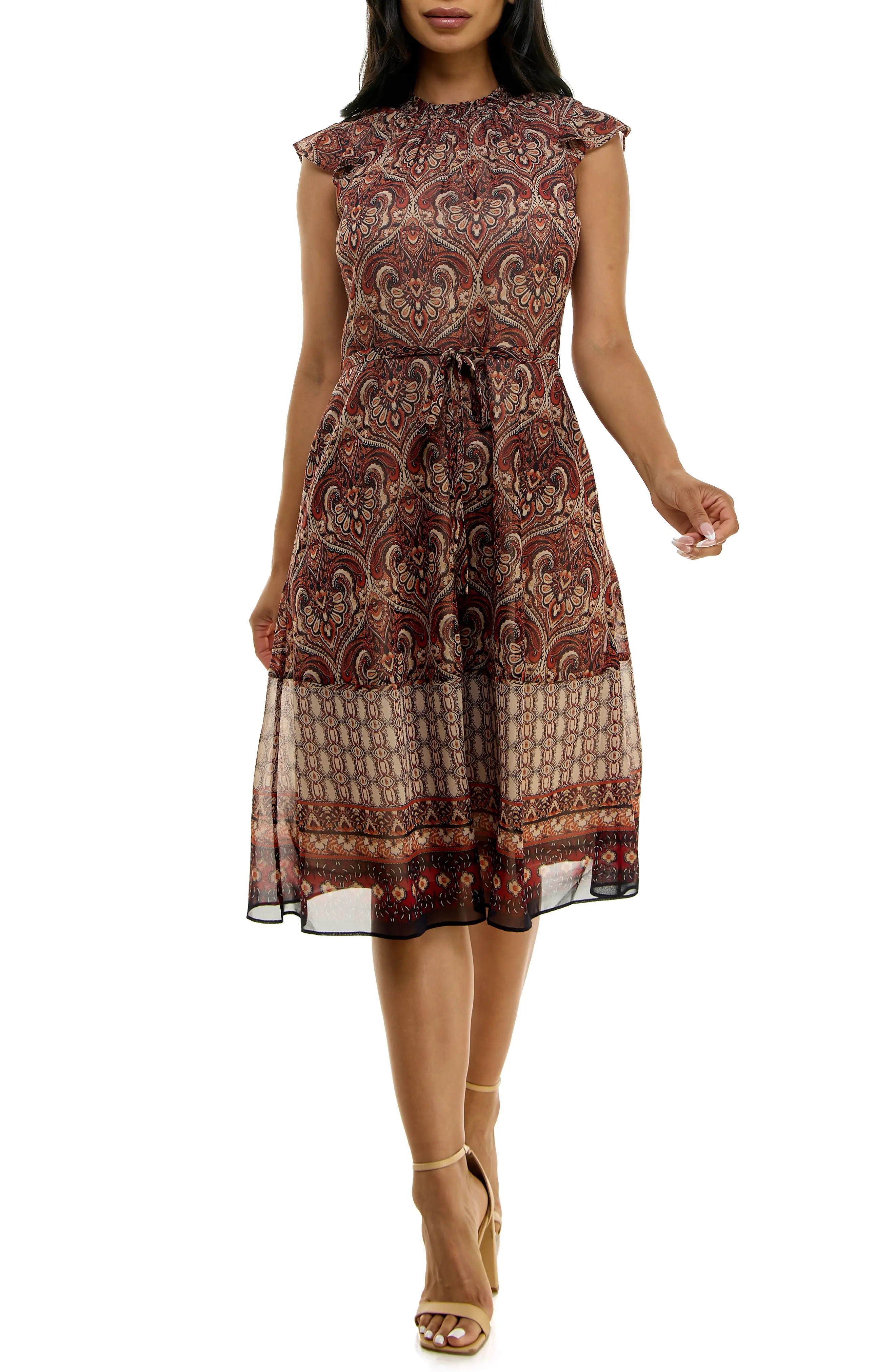Nina Leonard Smock Chiffon Midi Dress (Women) | Nordstromrack | Nordstrom Rack