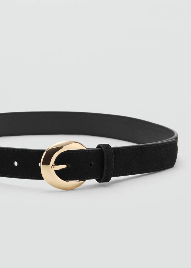 Leather belt with oval buckle black - Women - M - MANGO | MANGO (UK)