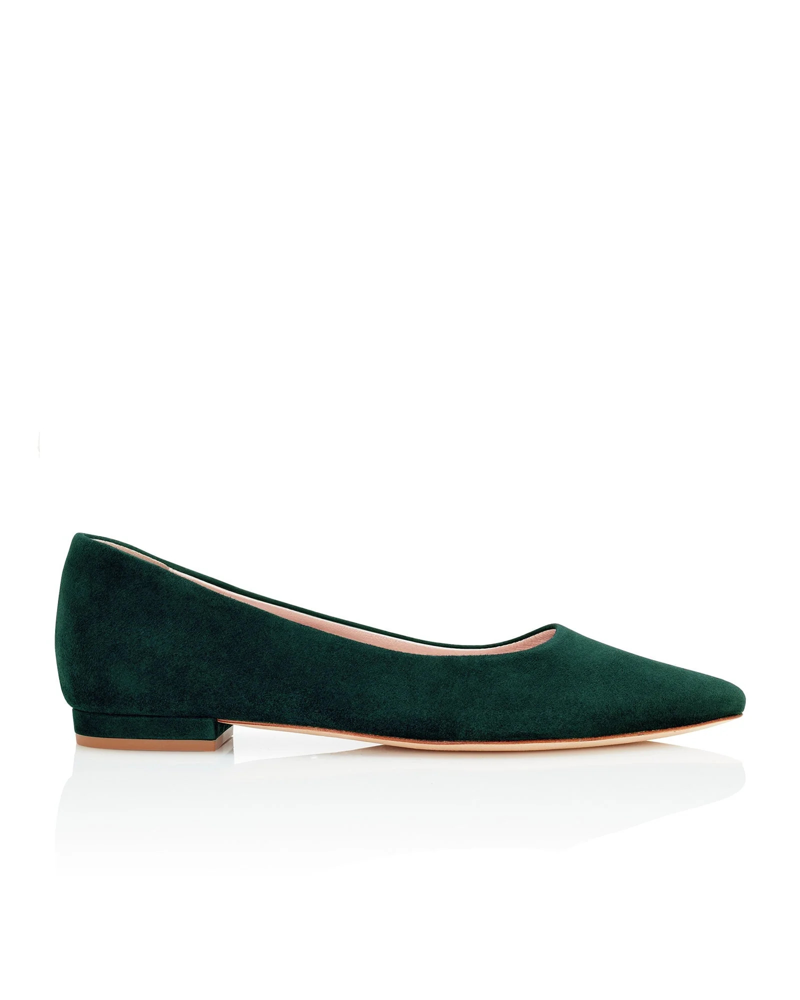 Lulu Greenery Suede
			Flat | Emmy London