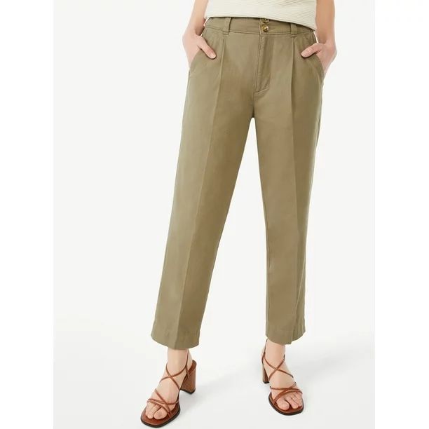 Free Assembly Women's Pleated Tapered Pants - Walmart.com | Walmart (US)