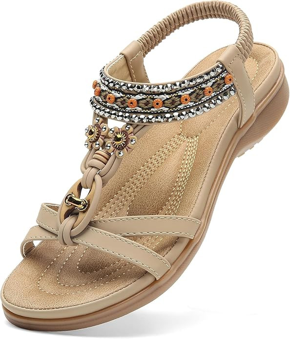 Littleplum Womens Sandals Arch Support Summer Beach Sandals Comfort Walking Shoes Bohemian Flip F... | Amazon (US)