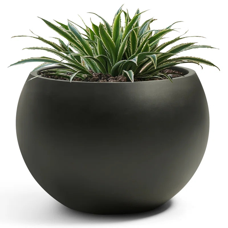 Fiberstone Sphere Planter, 21.3 inches Dia Round Flowerpot with Drainage Hole, Large Planters for... | Wayfair North America