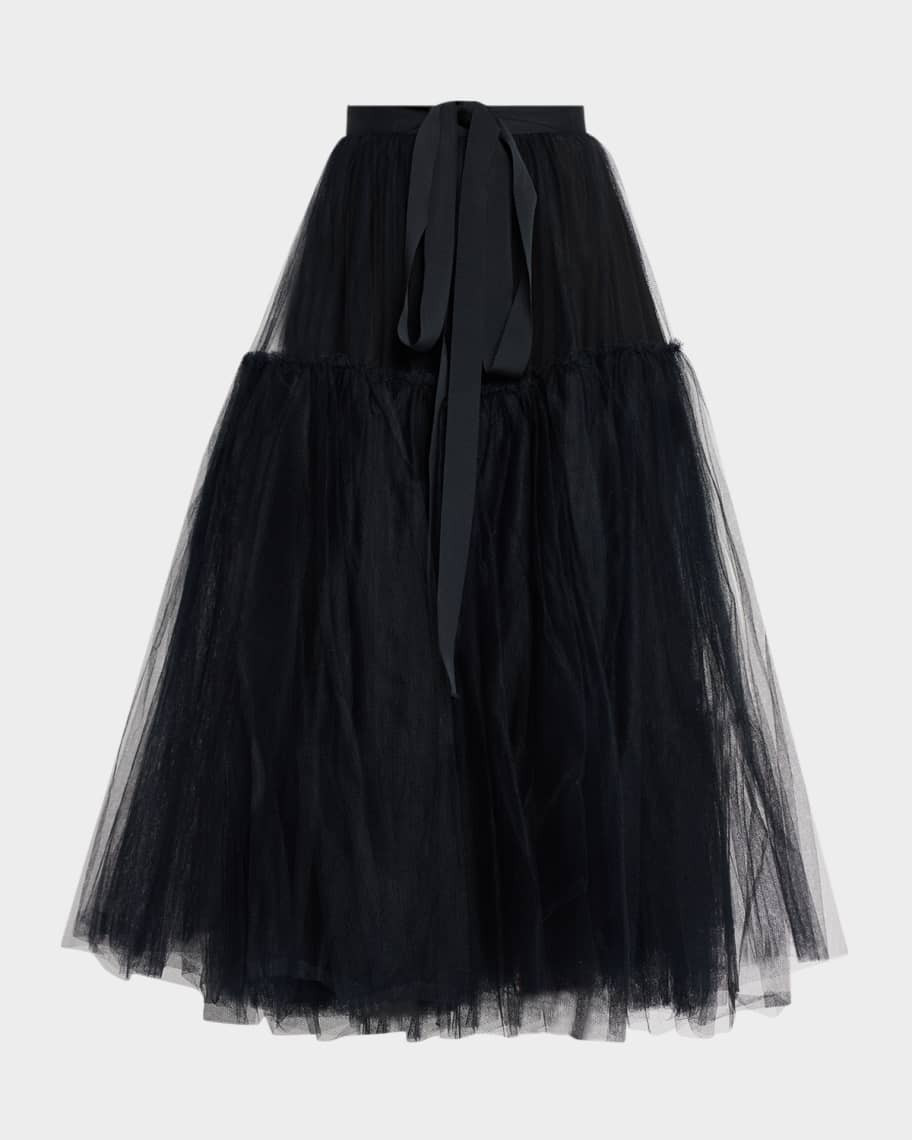 Erdem Tulle Tie-Waist Skirt | Neiman Marcus