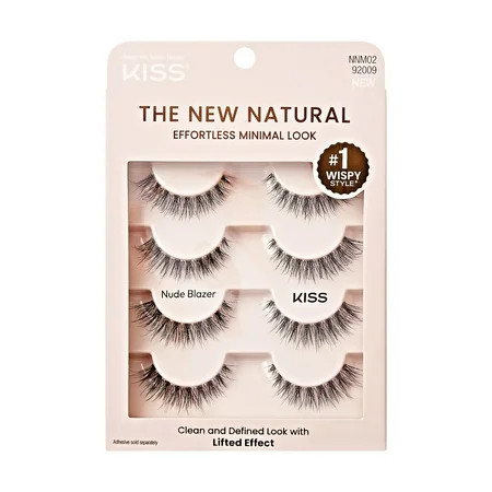 KISS The New Natural False Eyelashes Nude Blazer 12 mm 4 Pairs | Walmart (US)