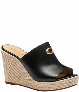 COACH Gloria Leather Espadrille Wedge Sandals | Dillard's | Dillard's