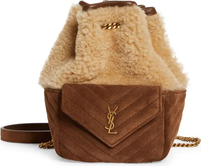 Mini Jo Genuine Shearling & Suede Bucket Bag | Nordstrom