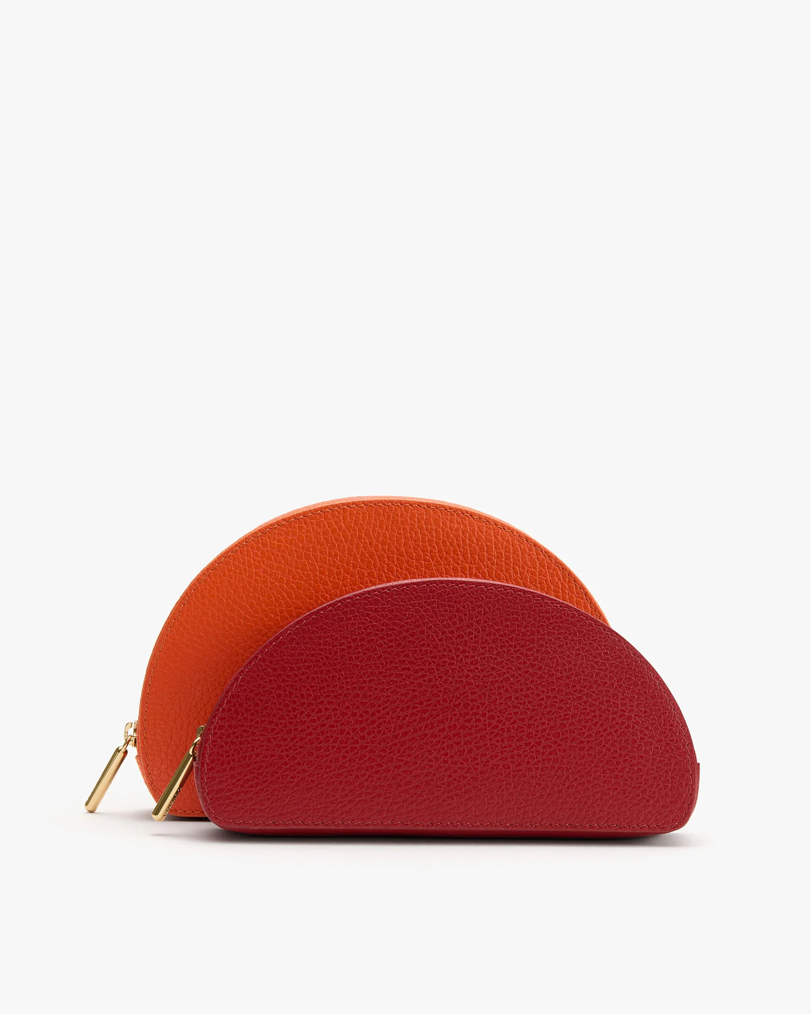 Women's Sunset Pouch Set in Poppy/Sangria | Pebbled Leather by Cuyana | Cuyana