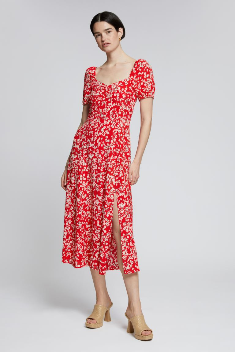 Flowy Puff Sleeve Midi Dress | H&M (UK, MY, IN, SG, PH, TW, HK)