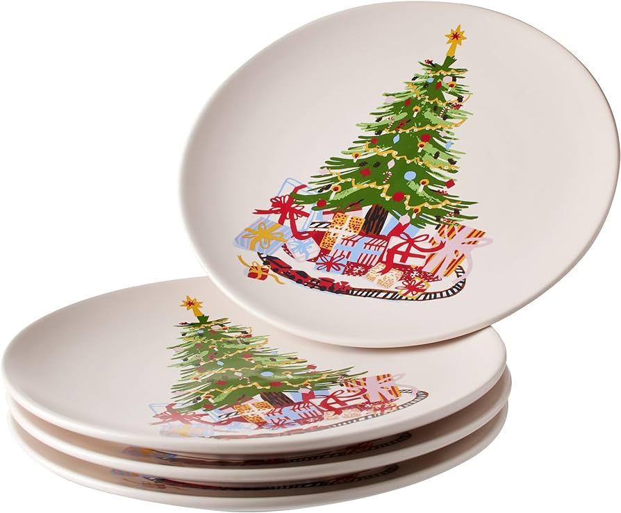 Four Threshold Appetizer Plates with Christmas Tree Theme (7.5 Inch Diameter) Breakfast Lunch Din... | Amazon (US)
