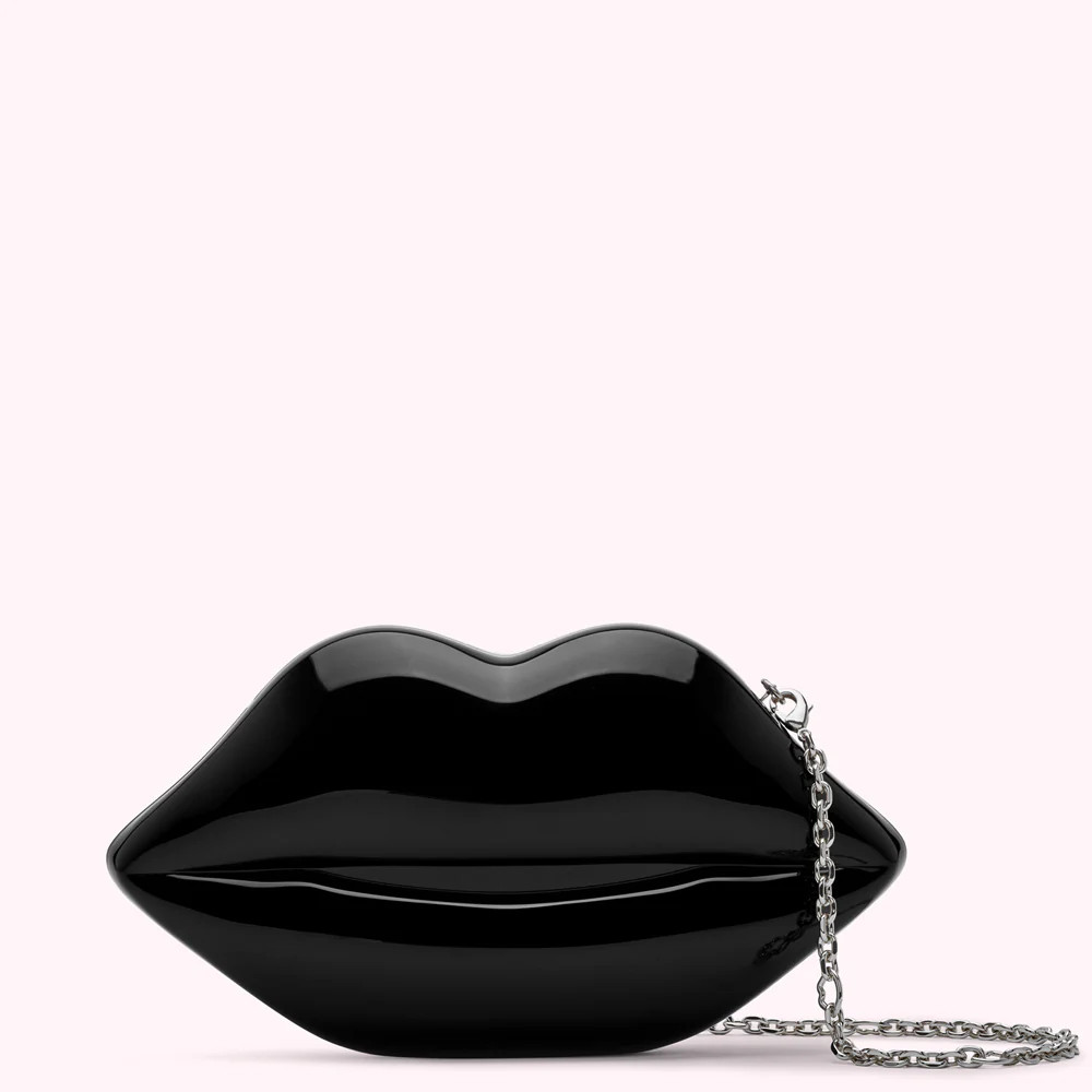 BLACK MEDIUM LIPS CLUTCH BAG | Lulu Guinness (UK)