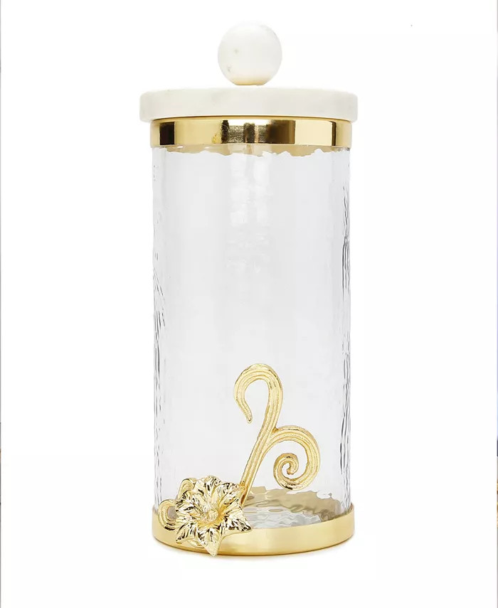 Glass Canister with Design and Marble Lid, Large | Macys (US)