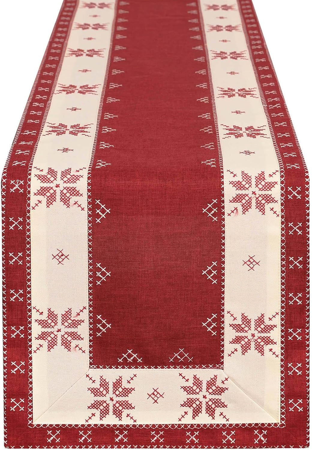 Grelucgo Short Embroidered Christmas Holiday Snowflake Table Runner, Rectangular 14 x 34 Inch | Amazon (US)