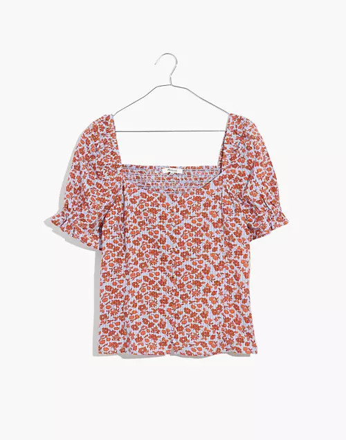 Button-Front Smocked-Back Top in Piccola Floral | Madewell