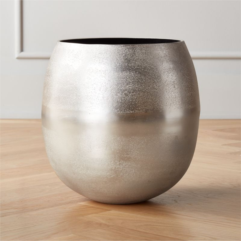 Rough Modern Platinum Metal Indoor Planter Small + Reviews | CB2 | CB2