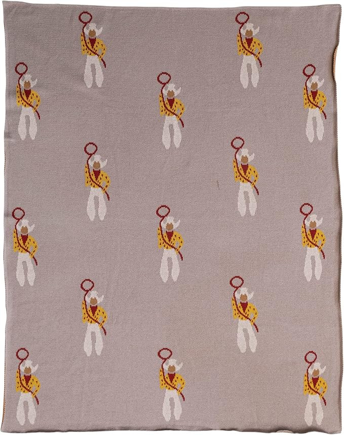 Creative Co-Op Cotton Knit Cowboy Print, Multicolor Baby Blanket, Multi | Amazon (US)