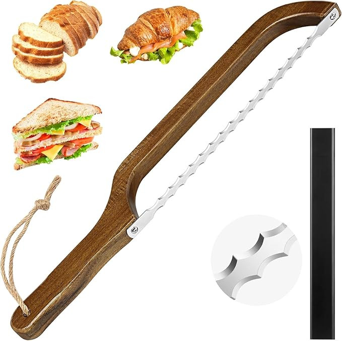 Bread Bow Knife Left & Right Hand Use - Sourdough Knife For Slicing - 15.5 inch Wooden Bread Slic... | Amazon (US)