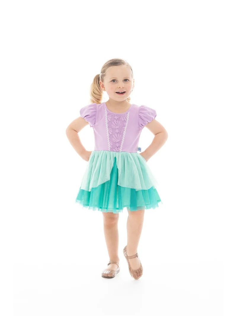 Disney Princess Toddler Girls Little Mermaid Cosplay Dress with Puff Sleeves, Sizes 12M-5T | Walmart (US)