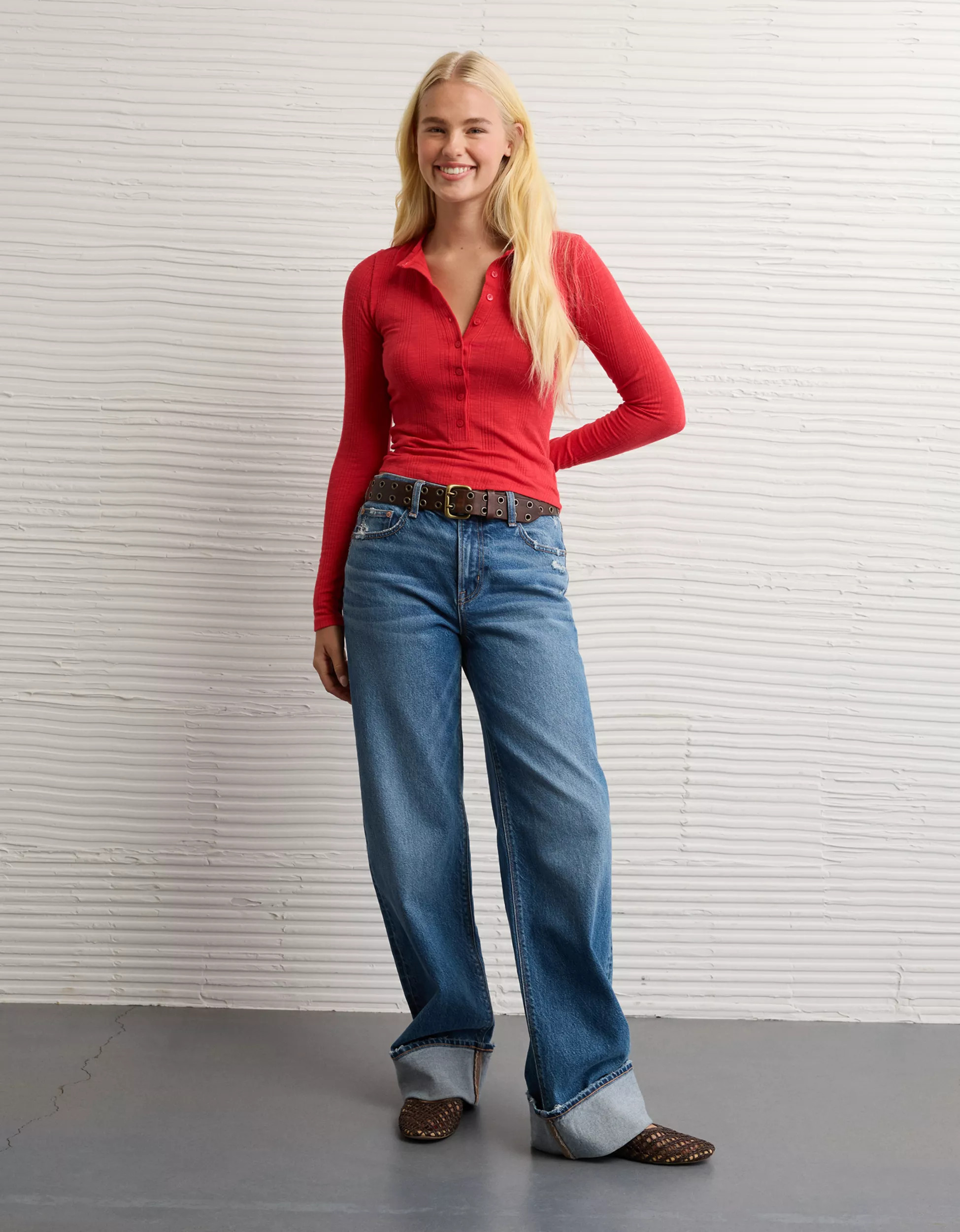 AE Long Sleeve Henley T-Shirt | American Eagle Outfitters (US & CA)