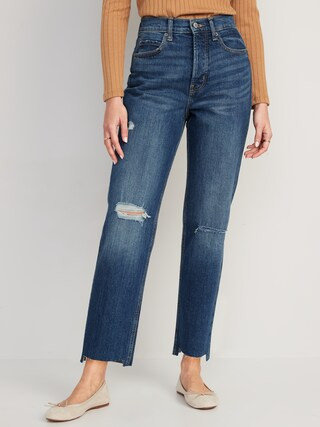 Extra High-Waisted Button-Fly Sky-Hi Straight Ripped Jeans for Women | Old Navy (US)