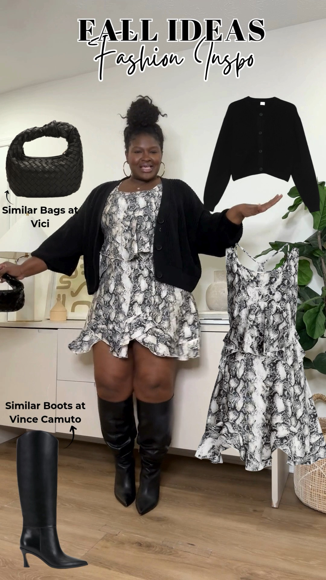 A little black cardigan, a printed dress, and knee-high boots create the perfect fall combination. This outfit mixes cozy layers with a feminine print for a look that feels polished, comfortable, and easy to recreate.

#LTKootd #LTKSeasonal #LTKMidsize
