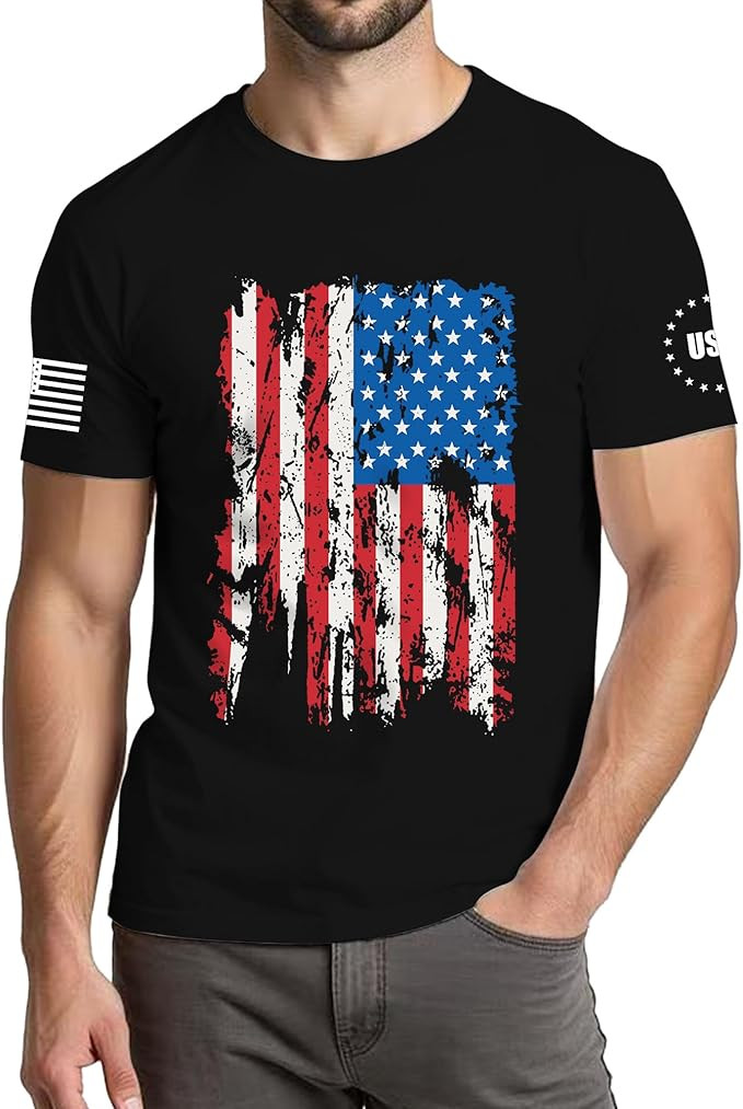 XLIEVO 4th of July Shirts Men:USA American Flag Patriotic Independence Day Higher Quality Short S... | Amazon (US)