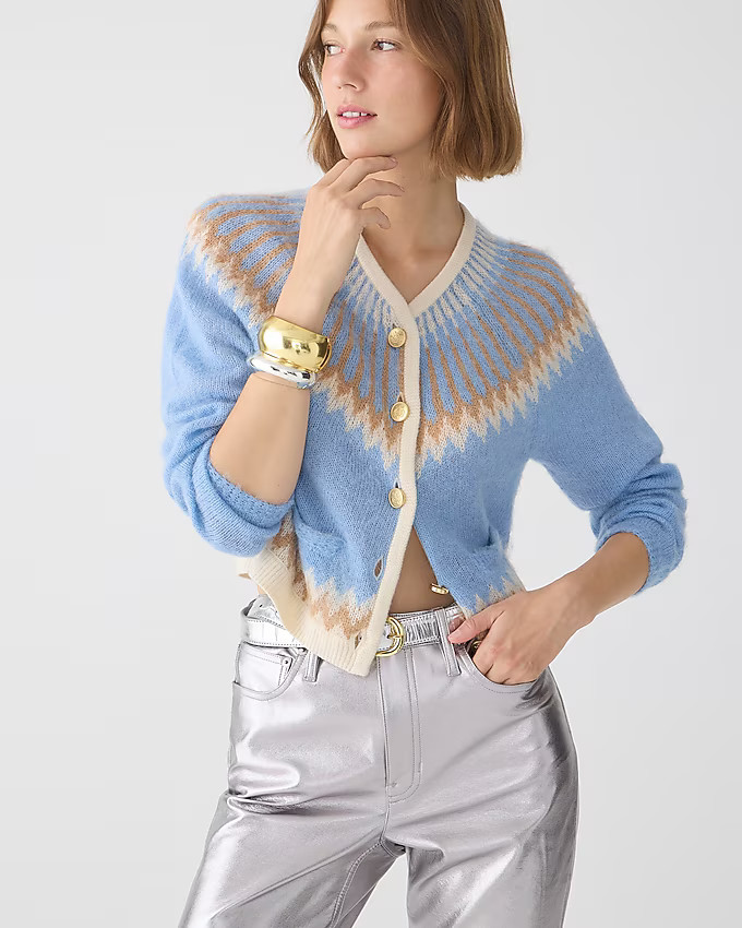 Fair Isle cardigan sweater in brushed yarn | J. Crew US