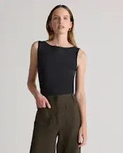 Stretch Cotton Jersey Boat Neck Tank | Quince