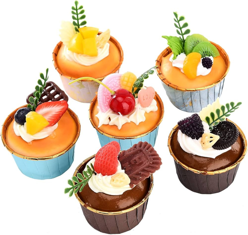 6Pcs Artificial Fake Cake Cupcake Model, Artificial Cakes Desserts for Display, Simulation Cake, ... | Amazon (US)