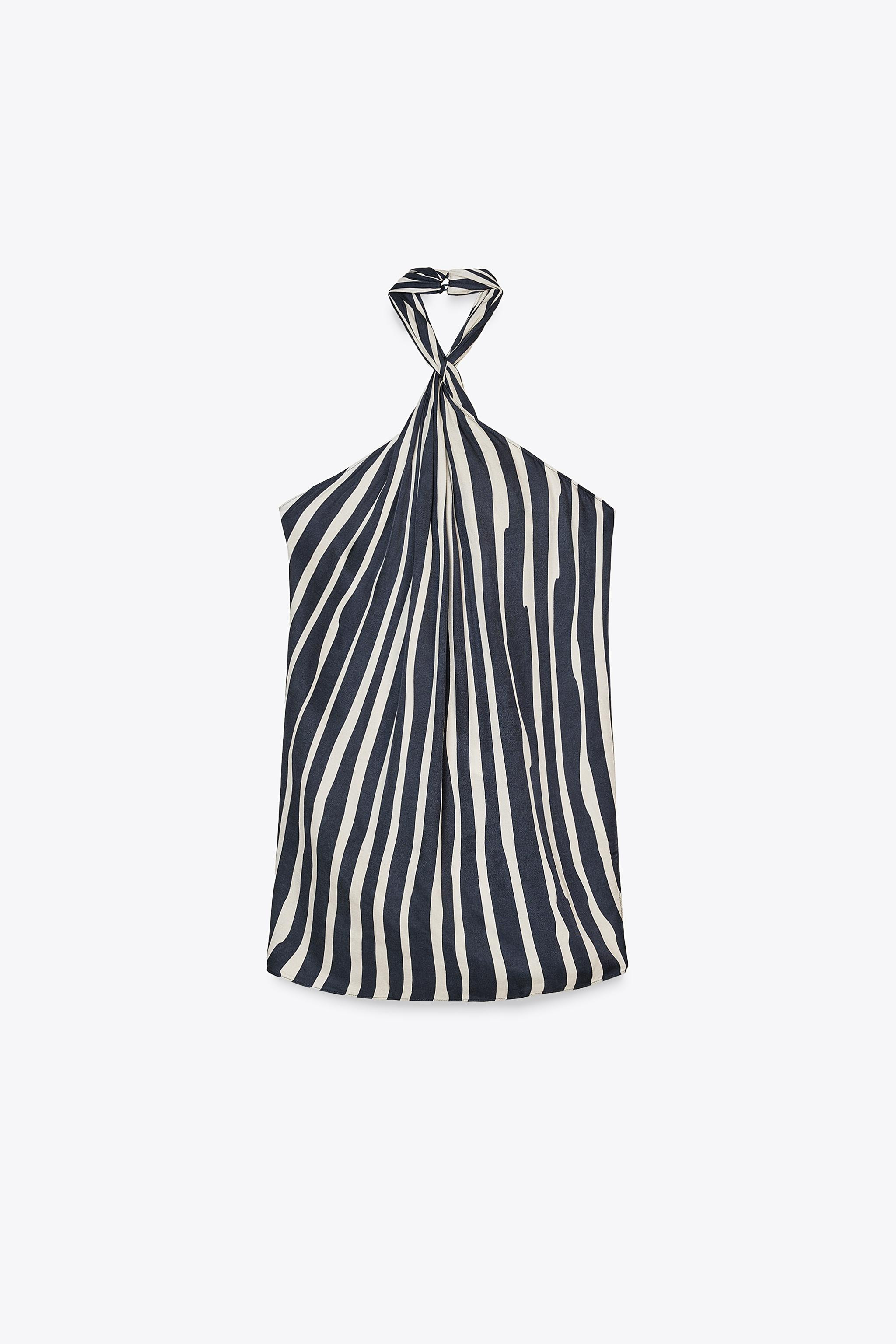 ZW COLLECTION STRIPE HALTER TOP | Zara UK