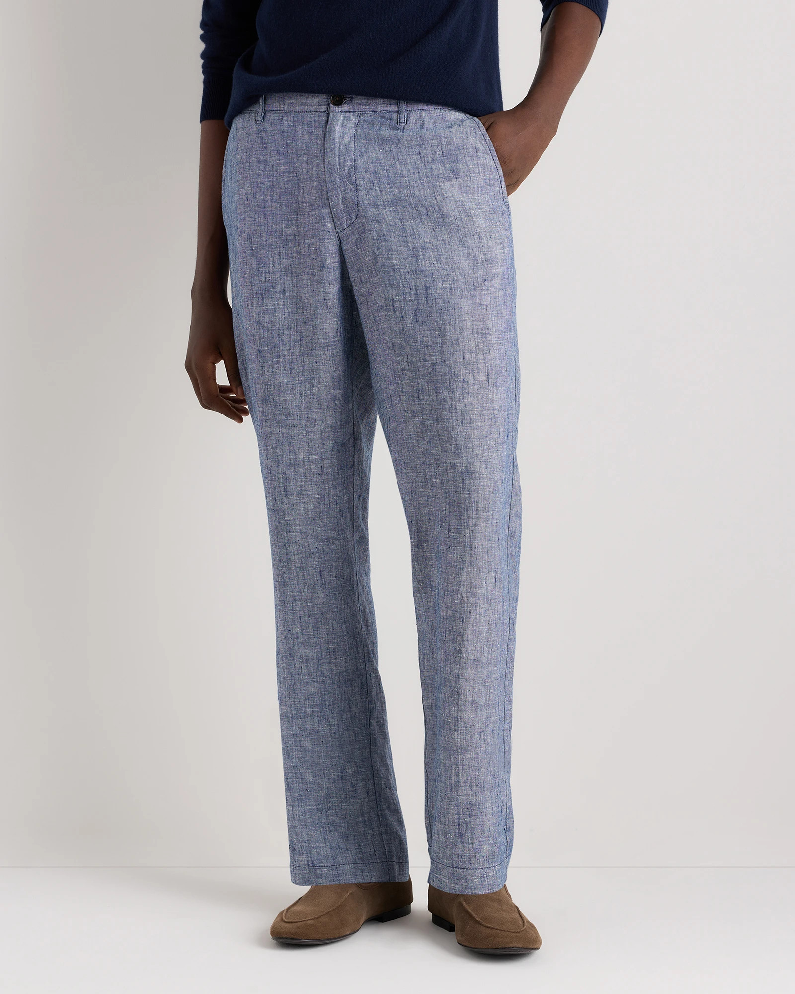 Quince | Men's 100% European Linen Trousers in Chambray Blue, Size 32X32 | Quince