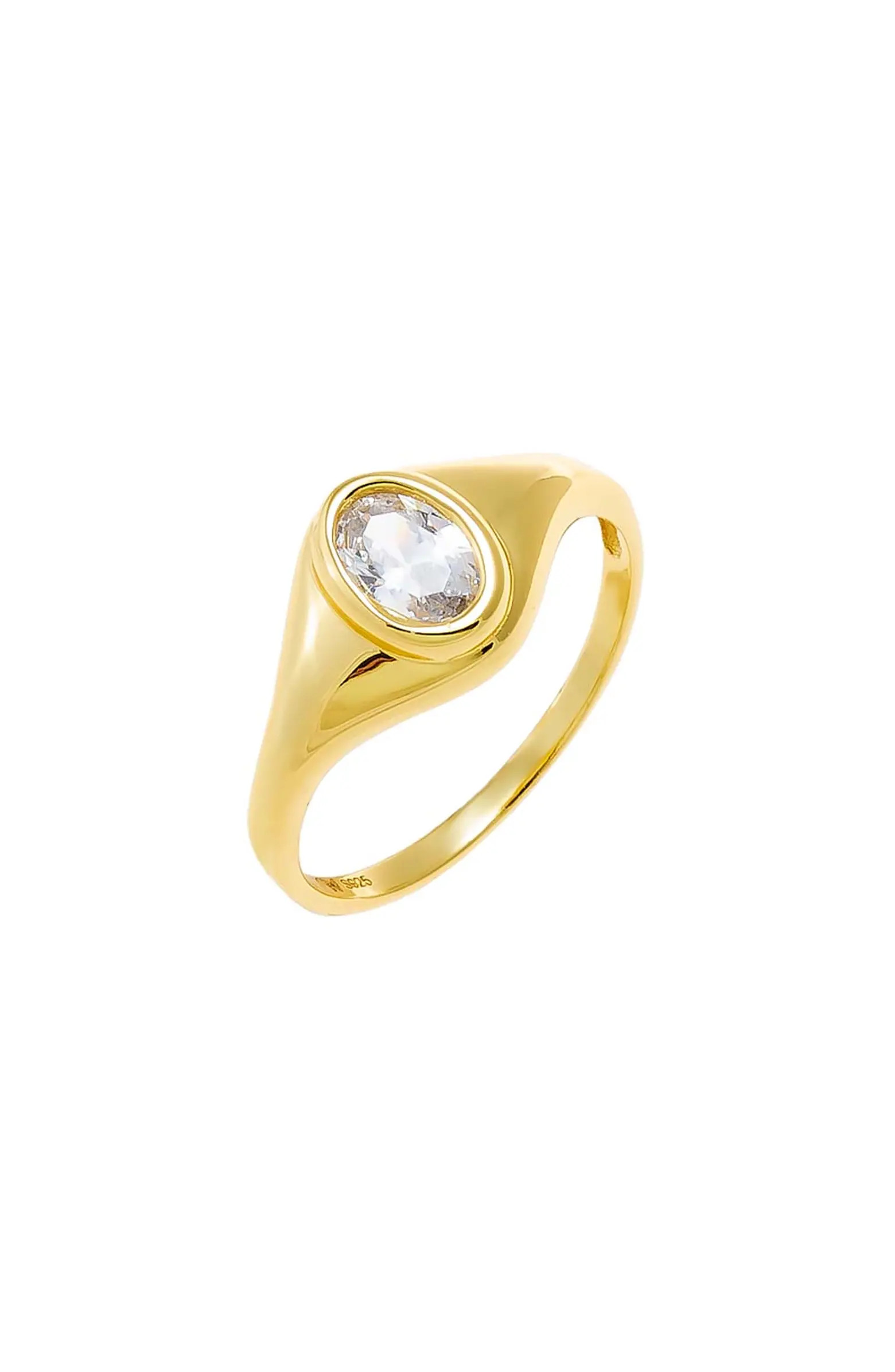 BY ADINA EDEN CZ Oval Signet Pinky Ring | Nordstrom | Nordstrom