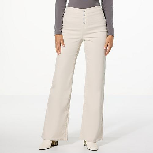 DG2 by Diane Gilman New Classic Stretch Button Fly Pull-On Jean - Ivory/Off White - 22 Womens Tall | HSN