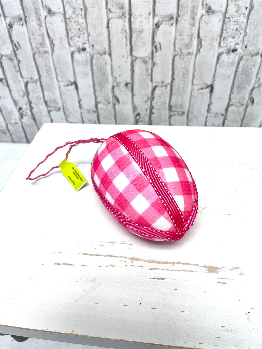 Gingham hot pink orn egg, 62445BT, egg ornament, hot pink Easter egg, gingham Easter egg orn, pin... | Etsy (US)