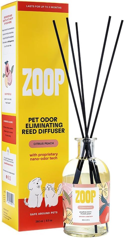 Zoop Pet Odor Remover Reed Diffuser - Long Lasting Pet Odor Oil Diffuser - Non-Toxic Eco-Friendly... | Amazon (US)
