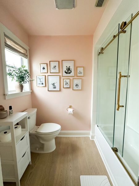 Say goodbye to bland bathrooms! With these side-splitting pictures there will never be a dull moment. The shower glass kit really opens up the space and the pink walls are the perfect color for any girly girl! #girlsbathroom #showerglass #diyremodel

#LTKhome
