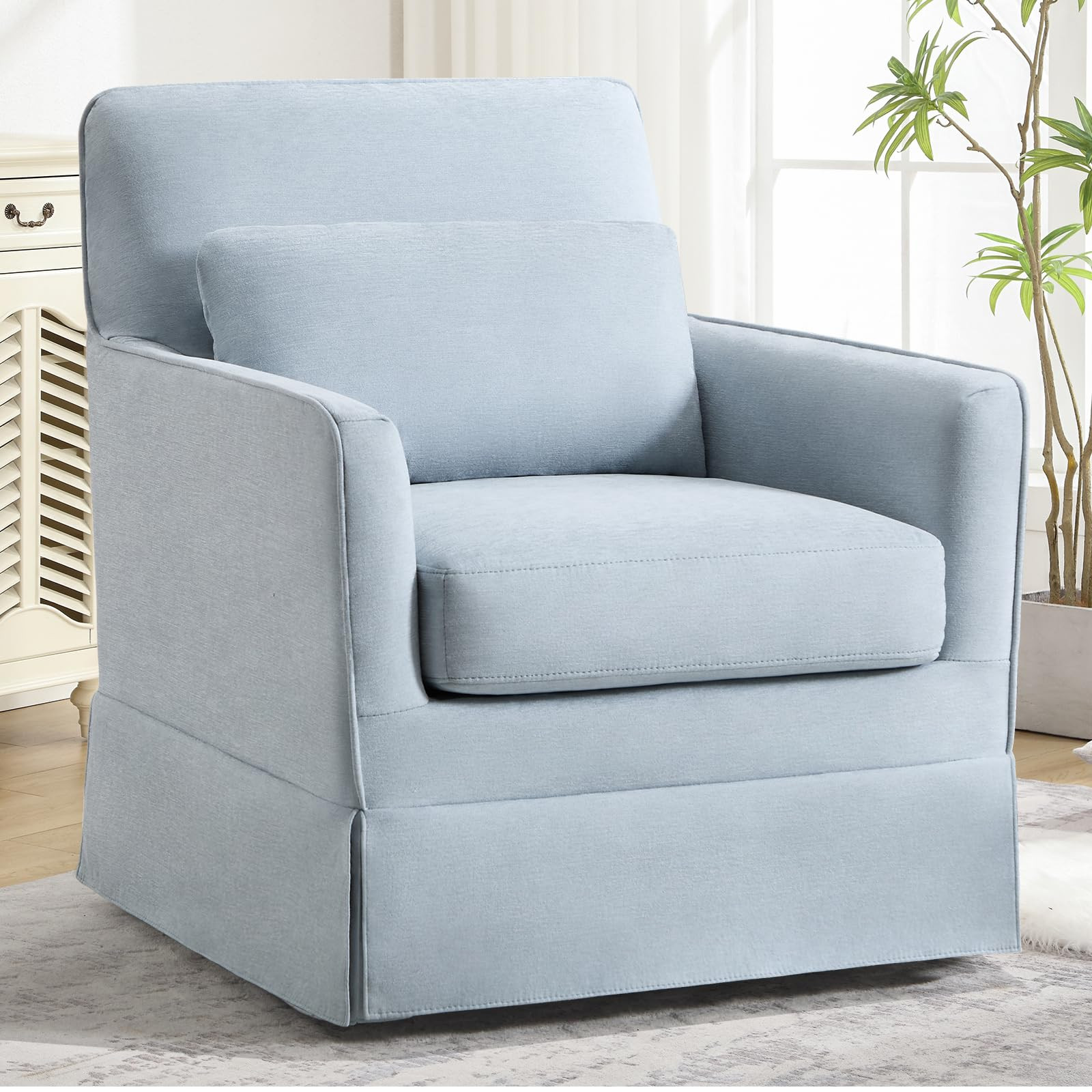 INZOY Swivel Accent Chair, Mid Century Modern Chair with Washable Detachable, Comfy Swivel Barrel... | Amazon (US)