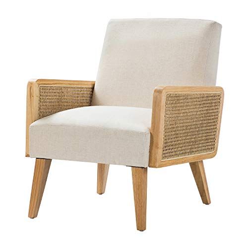 Delphine Cane Fabric Linen Accent Chair - Linen | Amazon (US)